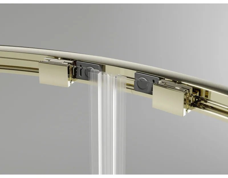 Mexen Exo, posuvný polkruhový sprchový kút 100 x 100 cm, číre sklo, zlatá, 8132-100-100-50-00