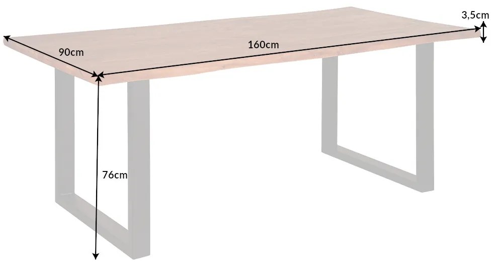 Dizajnový jedálenský stôl Massive 160 cm hrúbka 35 mm akácia
