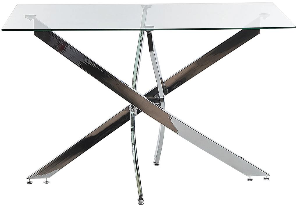 Jedálenský stôl so sklenenou doskou 120 x 70 cm strieborný MARAMO Beliani