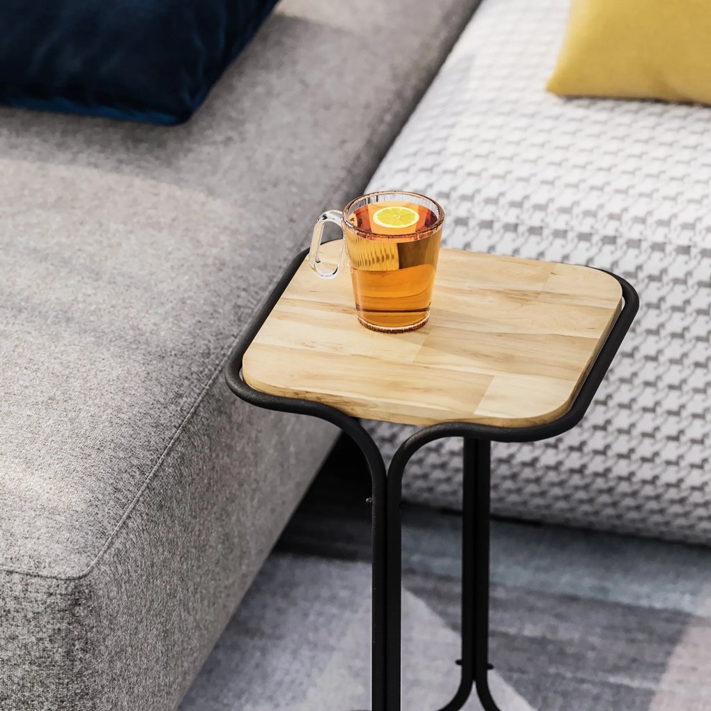 Odkladací stolík Shb-001-A z masívu čierny/dub prírodný