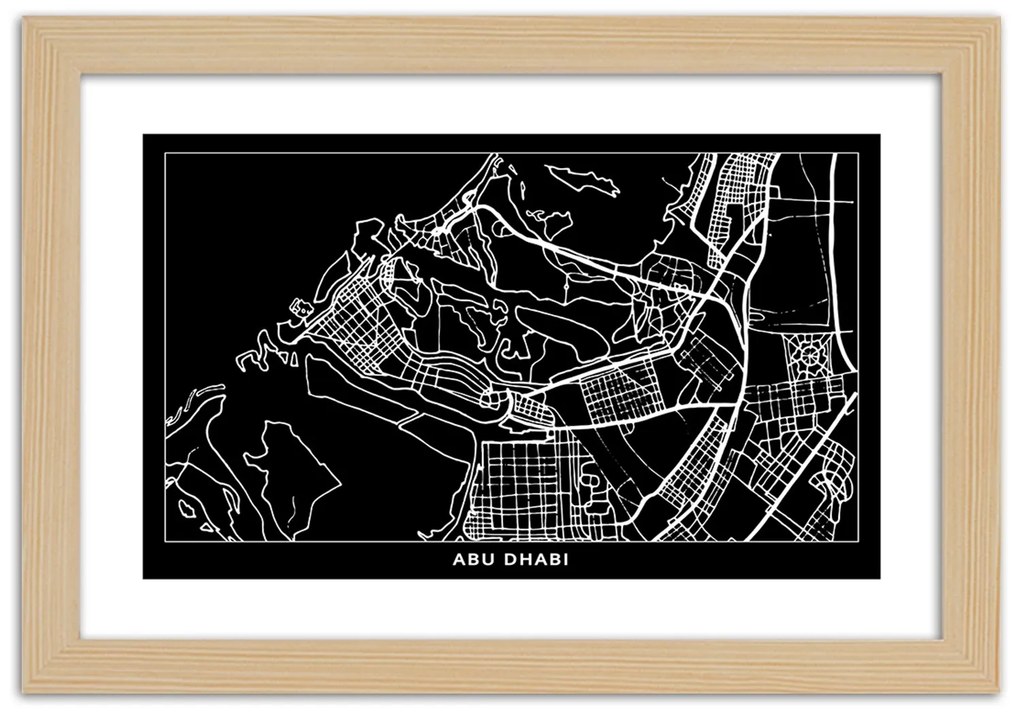 Gario Plagát City plan Abu Dhabi Farba rámu: Bez rámu, Rozmery: 100 x 70 cm