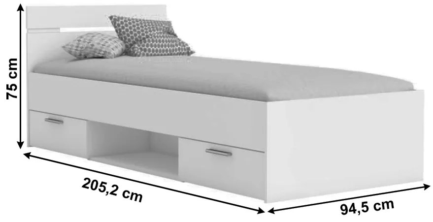 Jednolôžková posteľ 90 cm Myriam (dub sonoma)(bez matraca a roštu). Vlastná spoľahlivá doprava až k Vám domov. 1040193