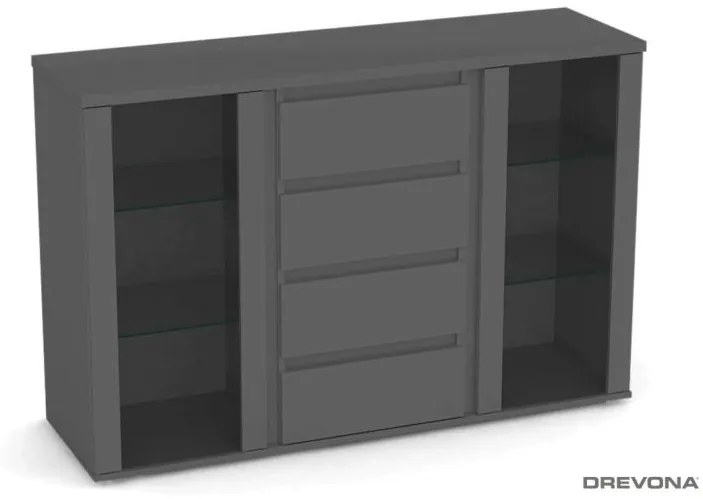 komoda REA AMY 10, so sklom, dub vicenza