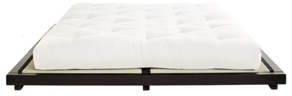Dvojlôžková posteľ z borovicového dreva s matracom a tatami Karup Design Dock Comfort Mat Black/Natural, 160 × 200 cm