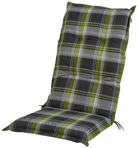 Livarno home Skladacie kreslo Valencia, 2 kusy, sivé + Podložka na kreslo s vysokým operadlom Valencia/Miami, 2 kusy, káro/zelená (800010730)