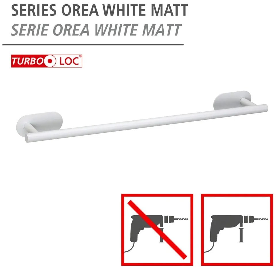 Biely samodržiaci držiak na uteráky z nehrdzavejúcej ocele Orea Uno – Wenko