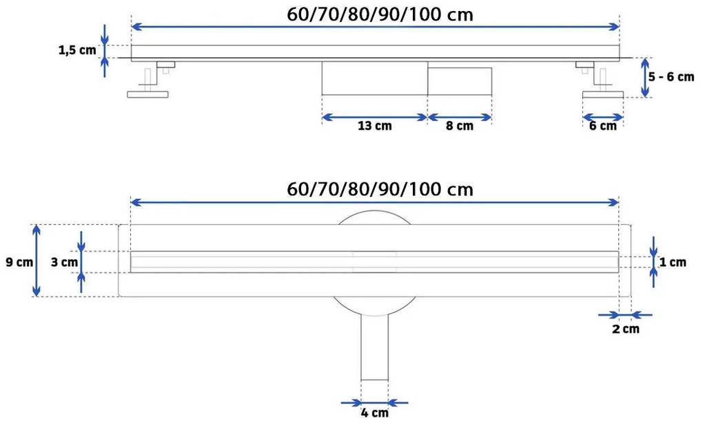Rea Neo Slim Pro, lineárny odtokový žľab s 360stupňovým sifónom 50cm, nerez, REA-G8749