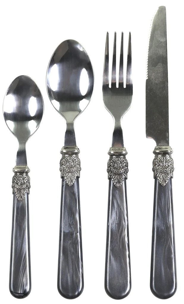 Chic Antique Súprava príboru Silver Deco Coal – 16 ks