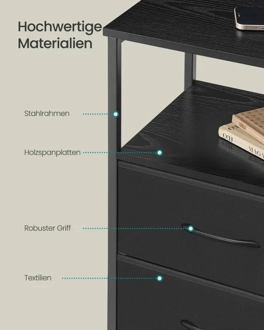 Nočný stolík BELLAH s nabíjacou stanicou LGS302BH02