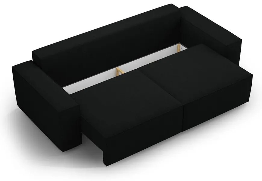 Čierna rozkladacia pohovka z textílie bouclé 247 cm Jodie – Micadoni Home