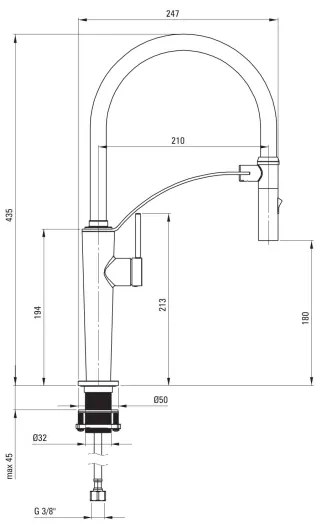 Deante BRC_072M - Drezová batéria s flexibilným ramienkom CORDA lesklý chróm