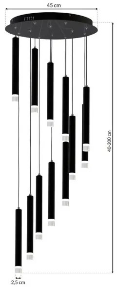 LED Luster na lanku CARBON 12xLED/12W/230V