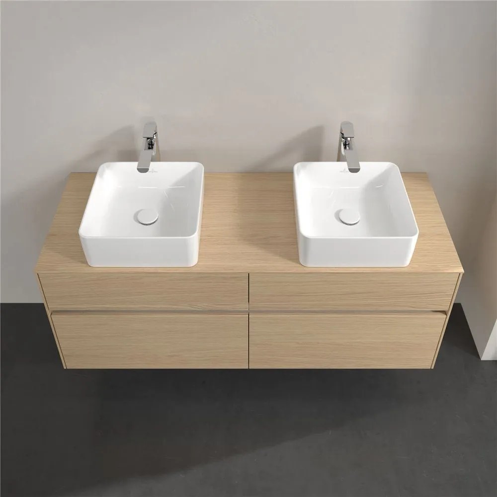 VILLEROY &amp; BOCH Collaro závesná skrinka pod dve umývadlá na dosku, 4 zásuvky, s LED osvetlením, 1400 x 500 x 548 mm, Nordic Oak, C048B0VJ