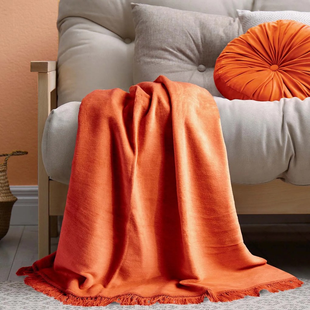 BAVLNENÁ DEKA COTTON CLOUD 150X200 CM ORANŽOVÁ
