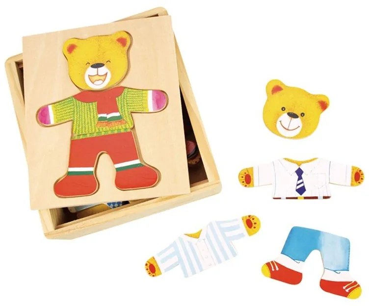 Bigjigs oblékací puzzle v krabičce Pan Medvěd