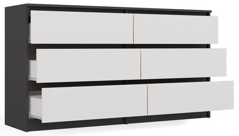 Komoda Malwa M6 140 cm antracit/bílá