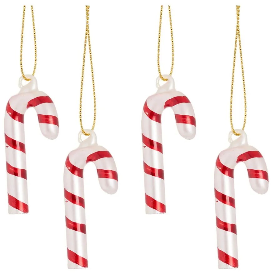 Sklenené vianočné ozdoby v súprave 4 ks Candy Cane – Sass & Belle