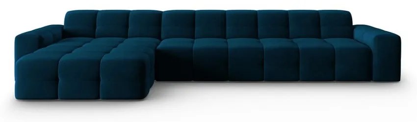 Tmavomodrá zamatová rohová pohovka (ľavý roh) Kendal - Micadoni Home