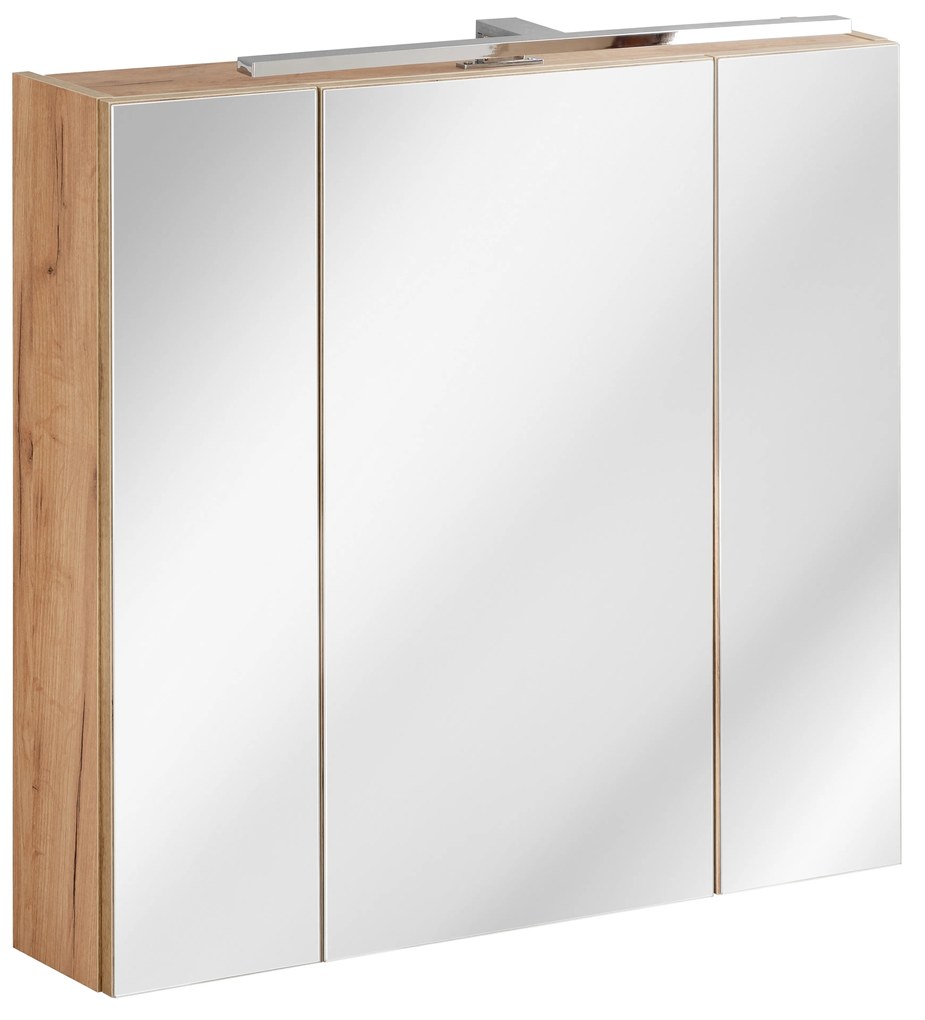 Kúpeľňová závesná skrinka KAPA 80 cm dub zlatý - so zrkadlom