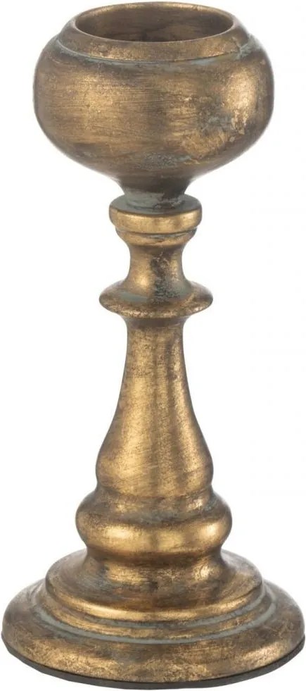 Zlatý antik kovový svietnik Jere na čajovú sviečku – 10*10*21 cm