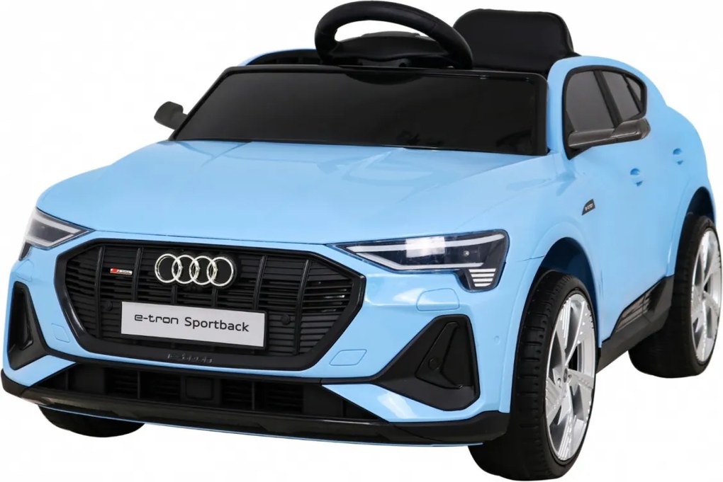 Ramiz Audi E-Tron Sportback pre deti Modrá + Pilot + pohon 4x4 + pomalý štart + rádio MP3 + LED