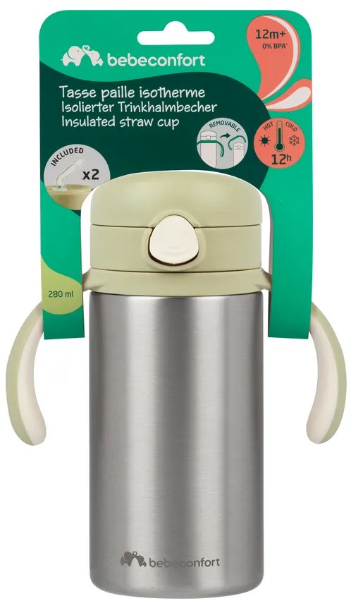 Hrnček termoizolačný so slamkou nerez 280 ml Green