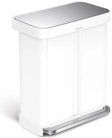 Simplehuman pedálový odpadkový kôš na triedený odpad DUAL 58 L (34/24) biela oceľ CW2118