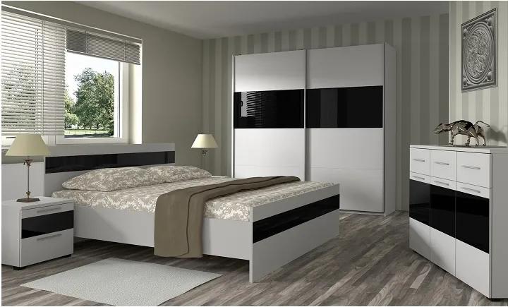 KONDELA Devon New 160 manželská posteľ biela / čierna
