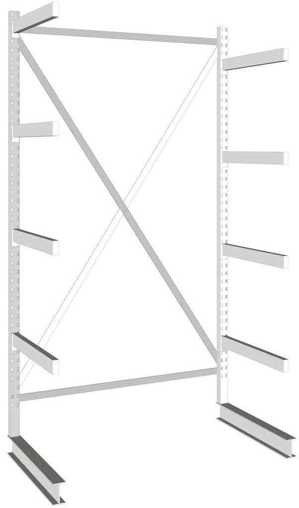 META Konzolový regál, jednostranný, 250 kg, 2500 x 1330 x 1030 mm, základný