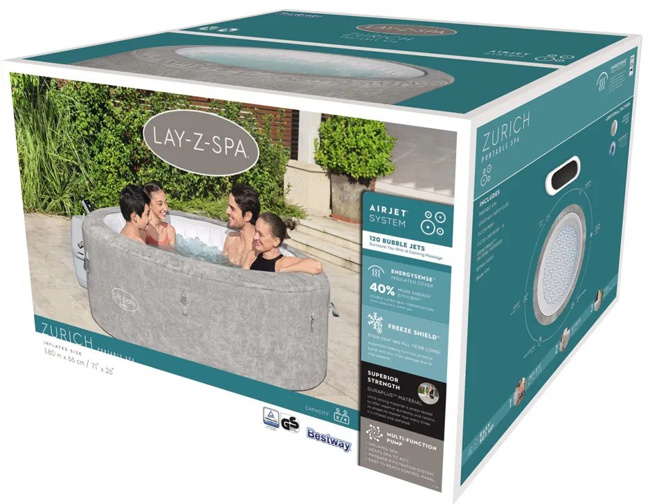 Bestway Nafukovacia Bestway Vírivka Lay-Z-Spa Zurich Jacuzzi