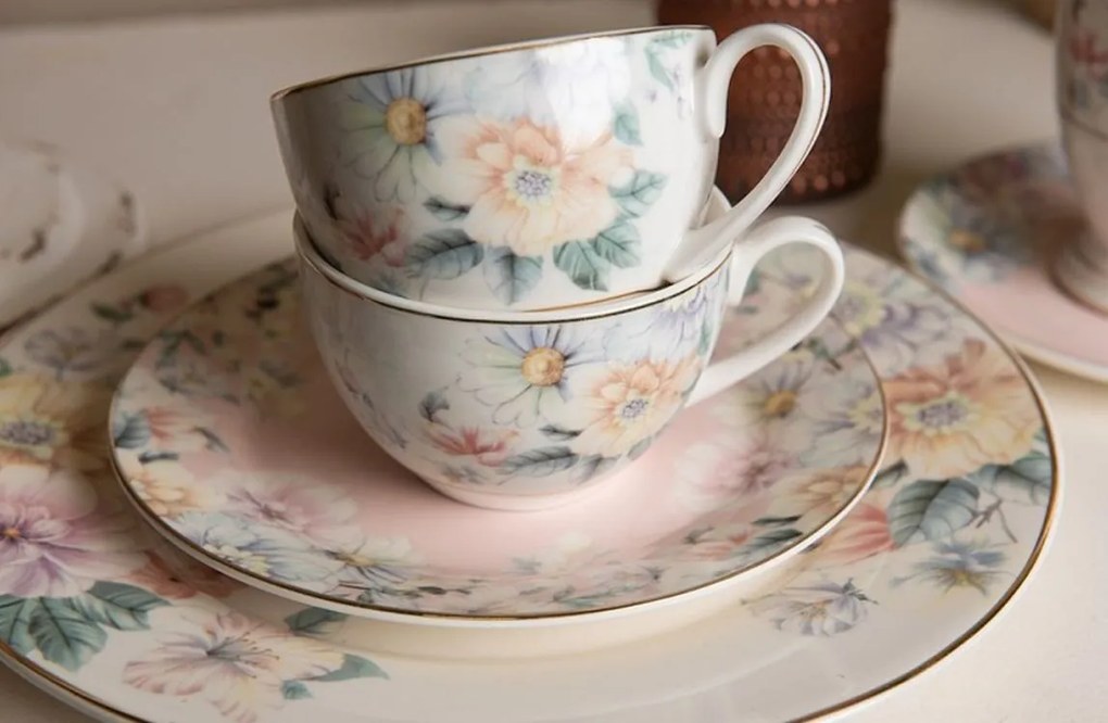 Porcelánový dezertný tanierik s kvetinami Flowers - Ø 18*2 cm