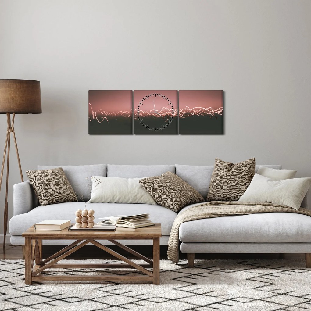 Abstraktný obraz (s hodinami) (90x30 cm)