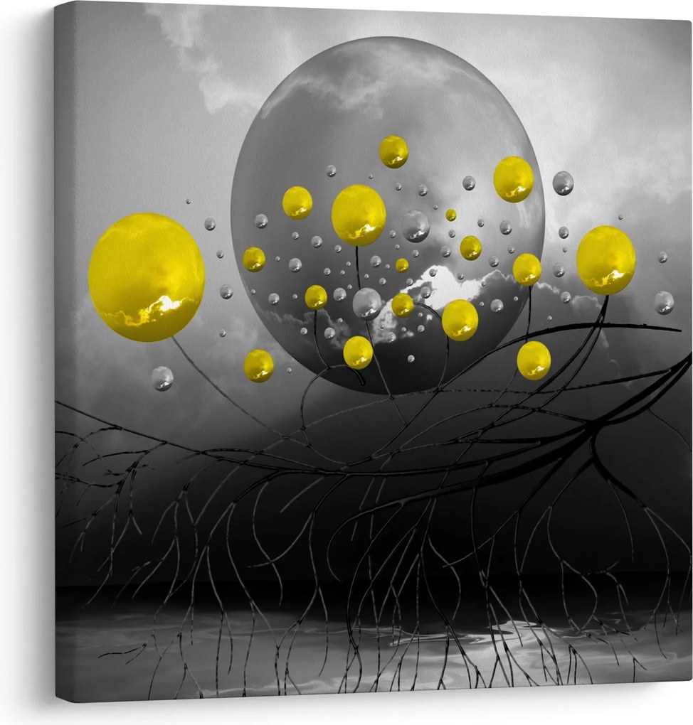 Obraz - žlté abstraktné gule (30x30 cm)