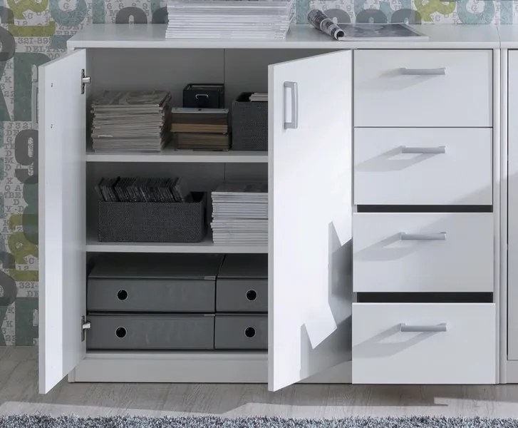 Široká zásuvková komoda Mega 39, biela