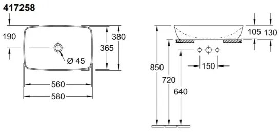 Villeroy & Boch 41725801 - Umývadlo na dosku ARTIS 58x38,5 cm keramika/biela