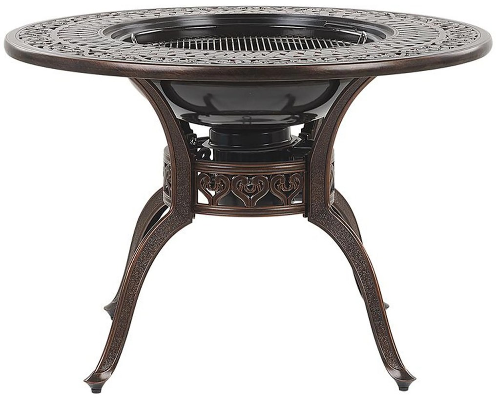 Okrúhly záhradný stôl s grilom ⌀ 105 cm hnedý MANFRIA Beliani