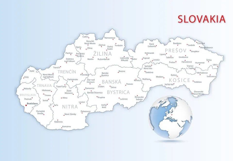 Obraz podrobná mapa Slovenska