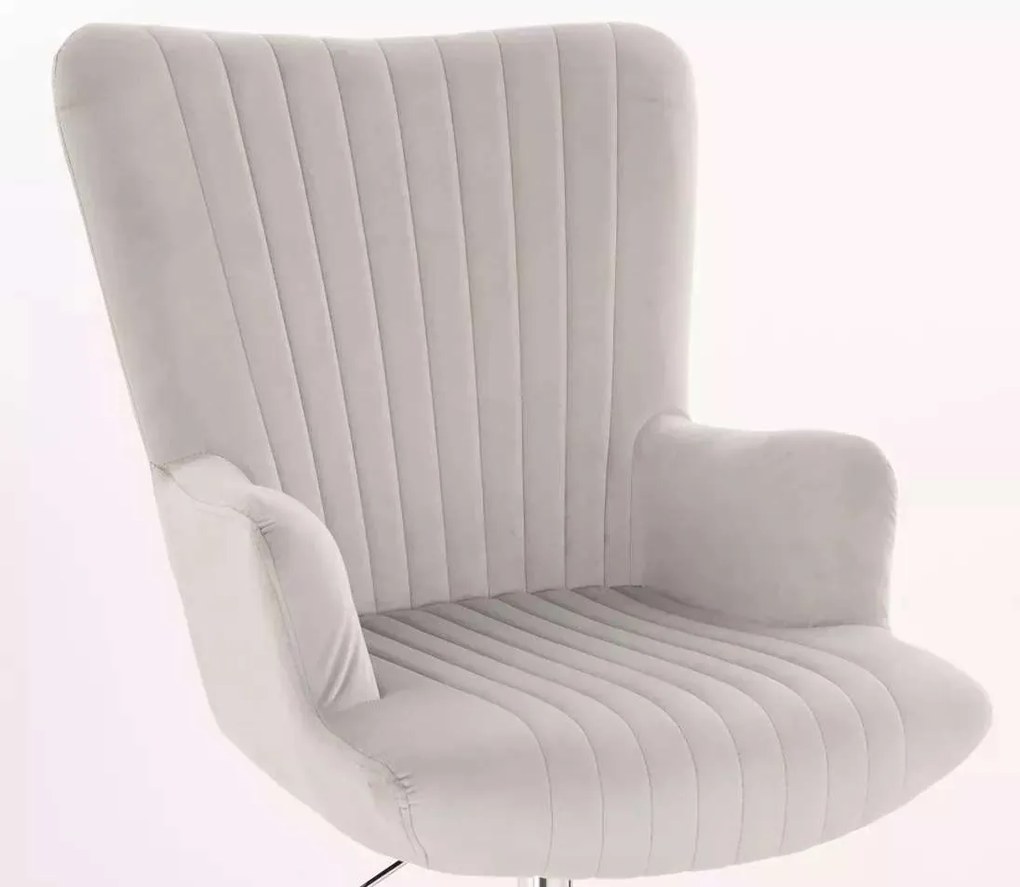 LuxuryForm DESIGN Kreslo AMADEO VELUR na zlatom kríži - svetlo šedá