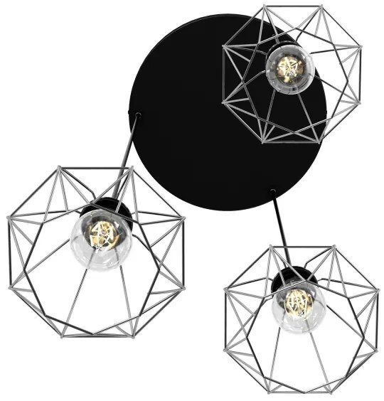Luster na lanku BERGEN 3xE27/60W/230V čierna/lesklý chróm