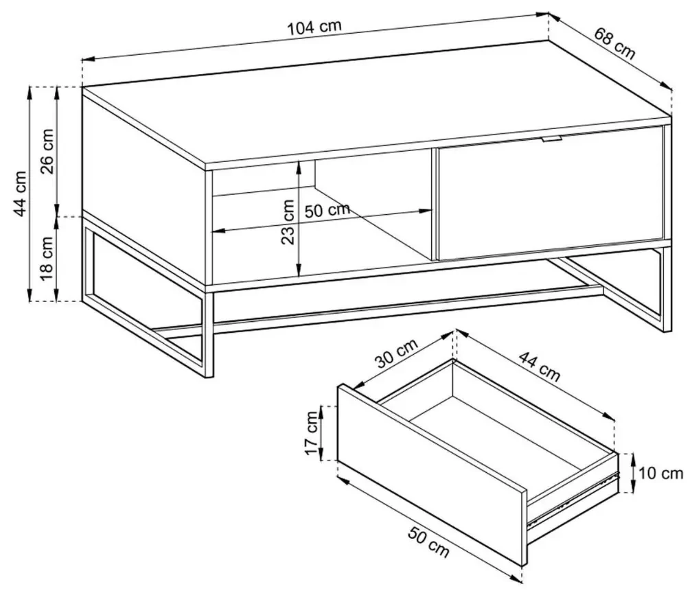 KONFERENČNÝ STOLÍK LORIEN DUB ARTISAN 104 cm