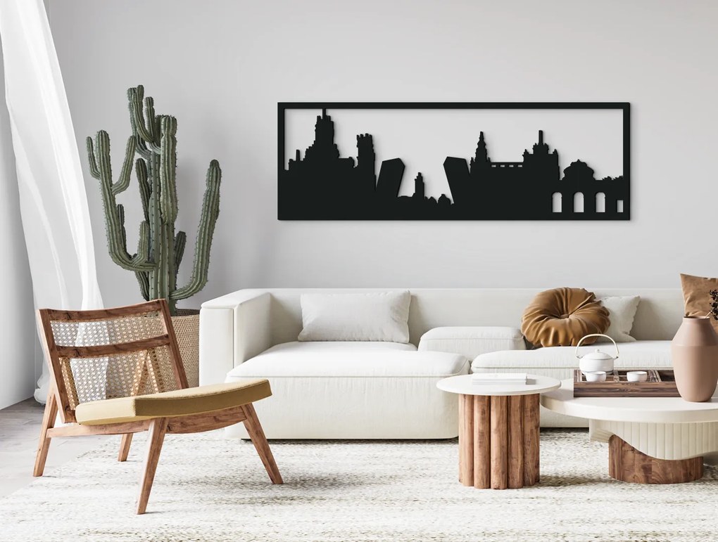 drevko Obraz Madrid panoráma Rozmer obrazu: 29,5 x 89 cm, Farba dekorácie: Čierna