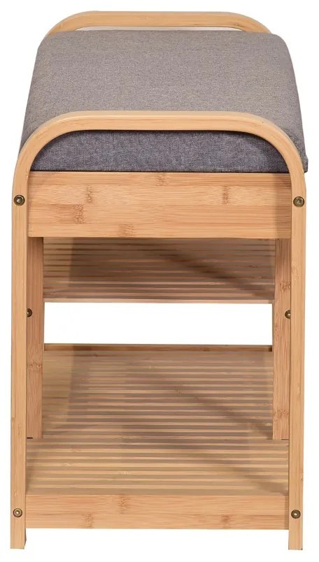 BAMBOO skrinka na topánky so sedákom, šedá