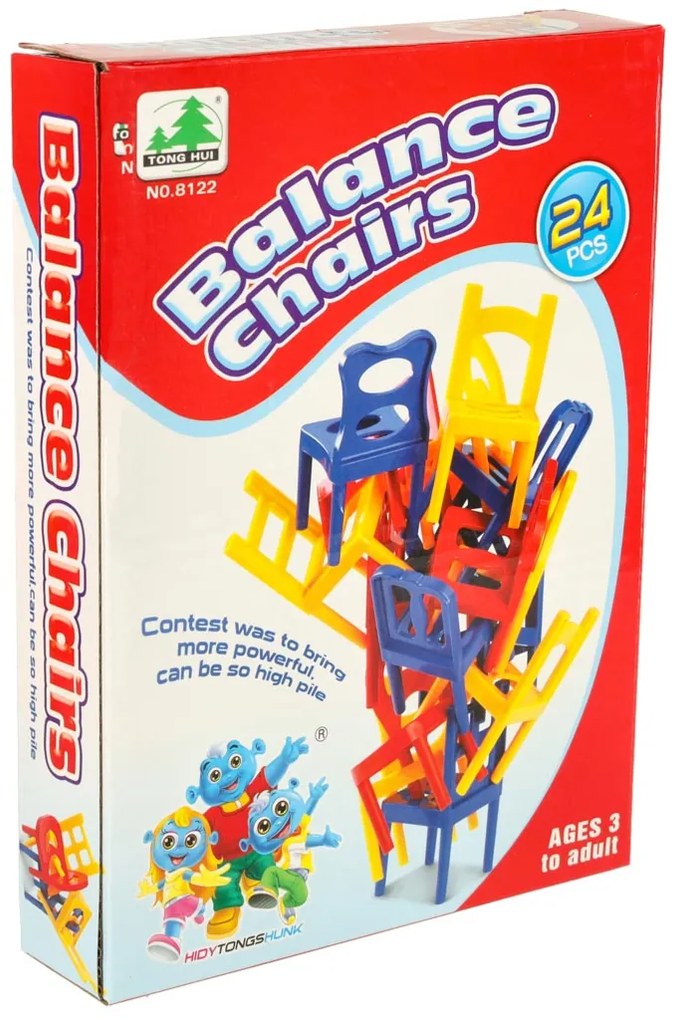 KIK Padajúce stoličky - rodinná arkádová stolová hra 24 ks, stohovanie pre deti