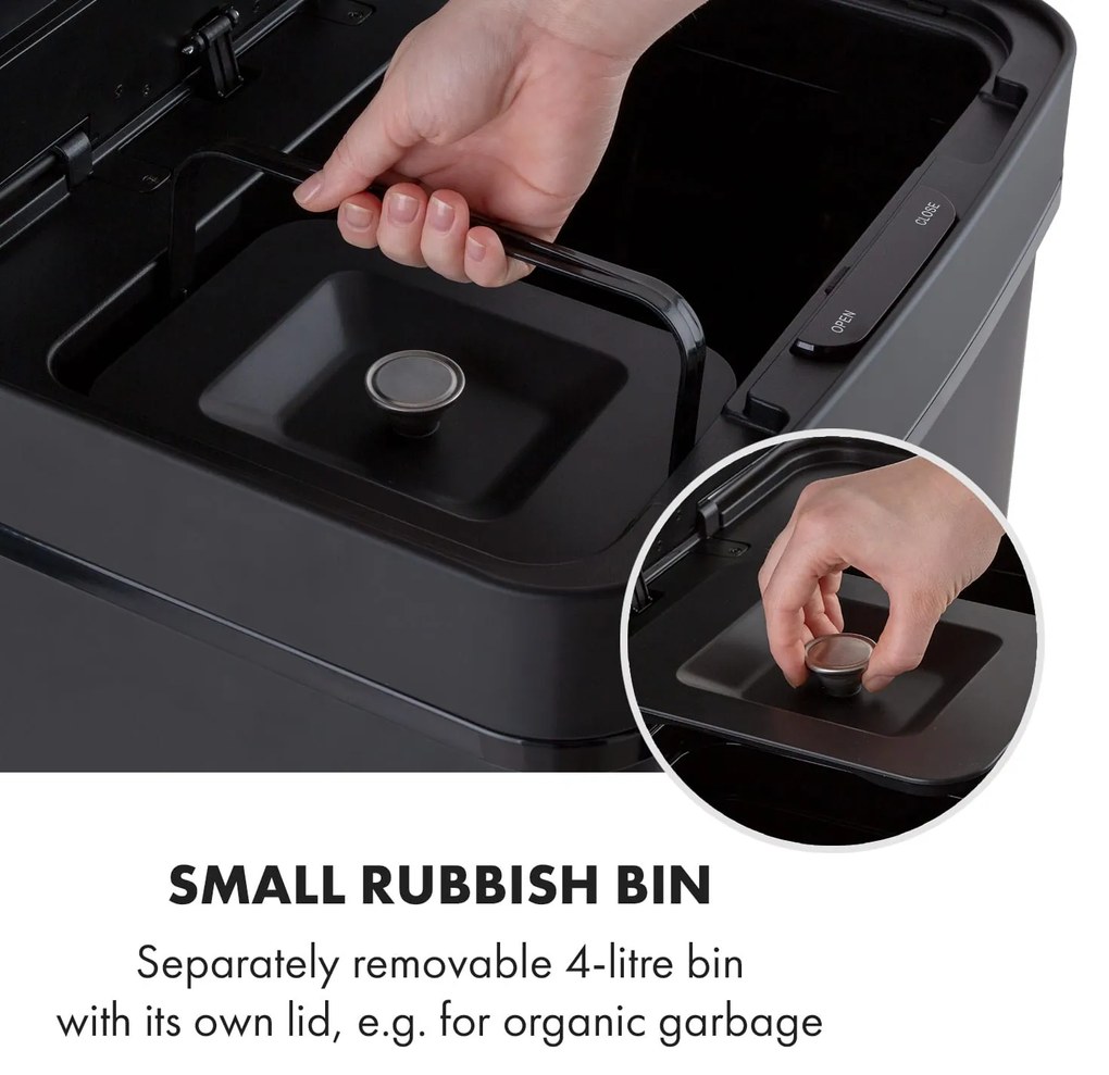 Klarstein Royal Trash Matte Black, odpadkový kôš so senzorom, 72 l, ušľachtilá oceľ, matná čierna