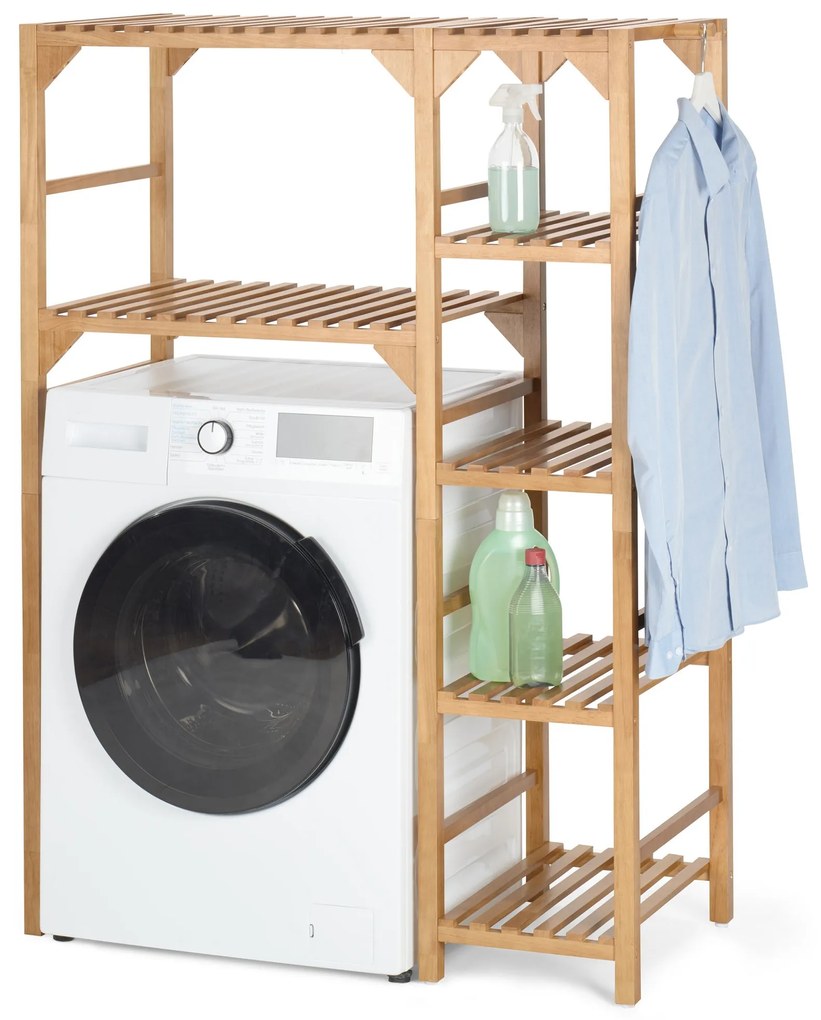 Regál s priestorom na pračku a  bočným prvkom