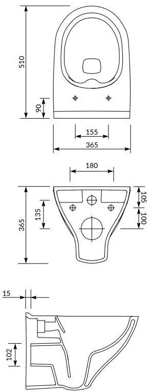 Tece Mille, sada závesné WC Cersanit Mille CleanOn 51x36,5x36,5 cm + inštalačný modul pod omietku Tece, TEC-9400412-S701-430
