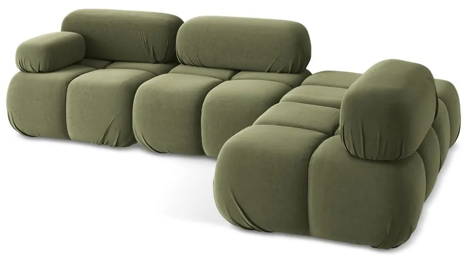 Svetlozelená zamatová modulárna rohová pohovka (pravý roh) Lokua – Makamii