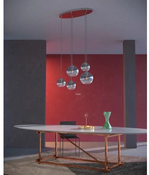 Redo 01-2079 - Luster na lanku BOWL 5xE27/42W/230V dymová