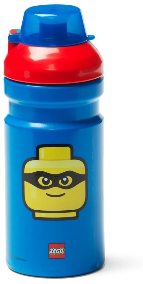 Modrá fľaša na vodu s červeným vekom LEGO® Iconic, 390 ml