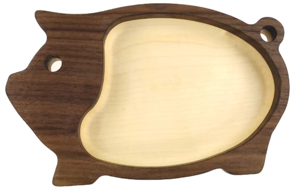 AMADEA Drevená miska mozaika v tvare ošípanej, masívne drevo, 2 druhy drevín, rozmer 20x12,50x2,50 cm